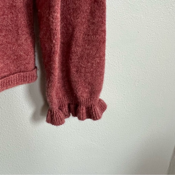 Garnet Hill Cashmere Ruffle Crewneck Sweater M Red - Picture 3 of 5